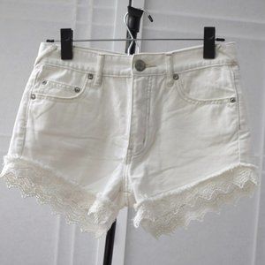 Free People Off White Shorts w/Crochet Trim